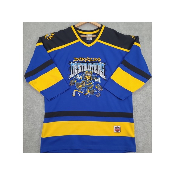 Walt Disney World Other - Walt Disney World Donalds Destroyers Hockey Jersey Mens Medium Blue Yellow VTG